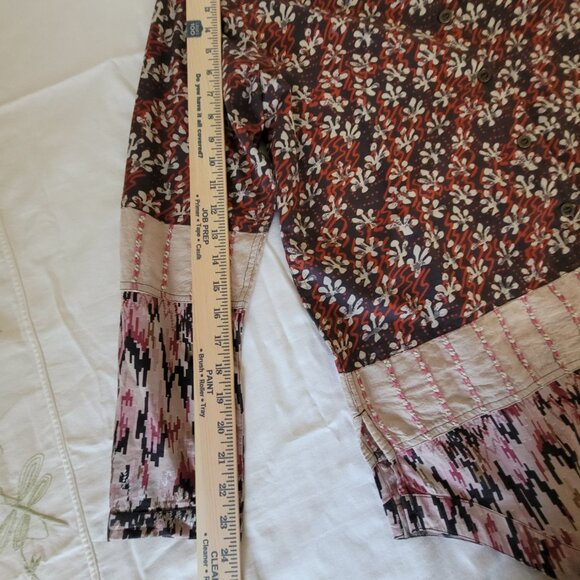 BoHo Territory Ahead Womens Shirt Patchwork Tunic Style Long Length Size M - Picture 9 of 15